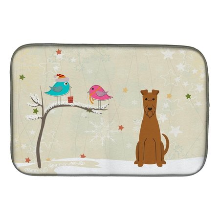 CAROLINES TREASURES Christmas Presents Between Friends Irish Terrier Dish Drying Mat BB2534DDM